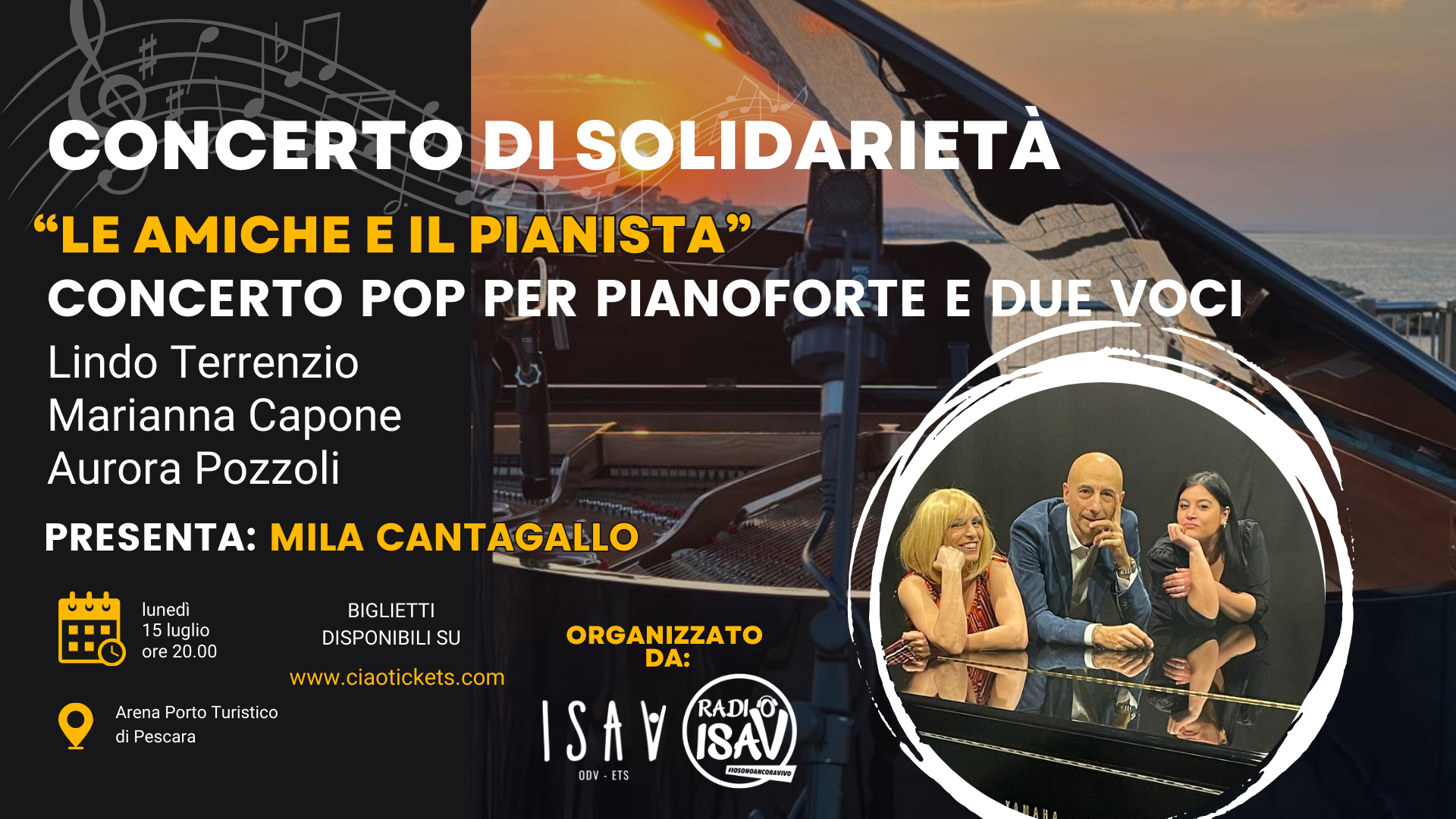 Il concerto più bello dell'estate di Pescara è organizzato da Radio ISAV e Associazione ISAV