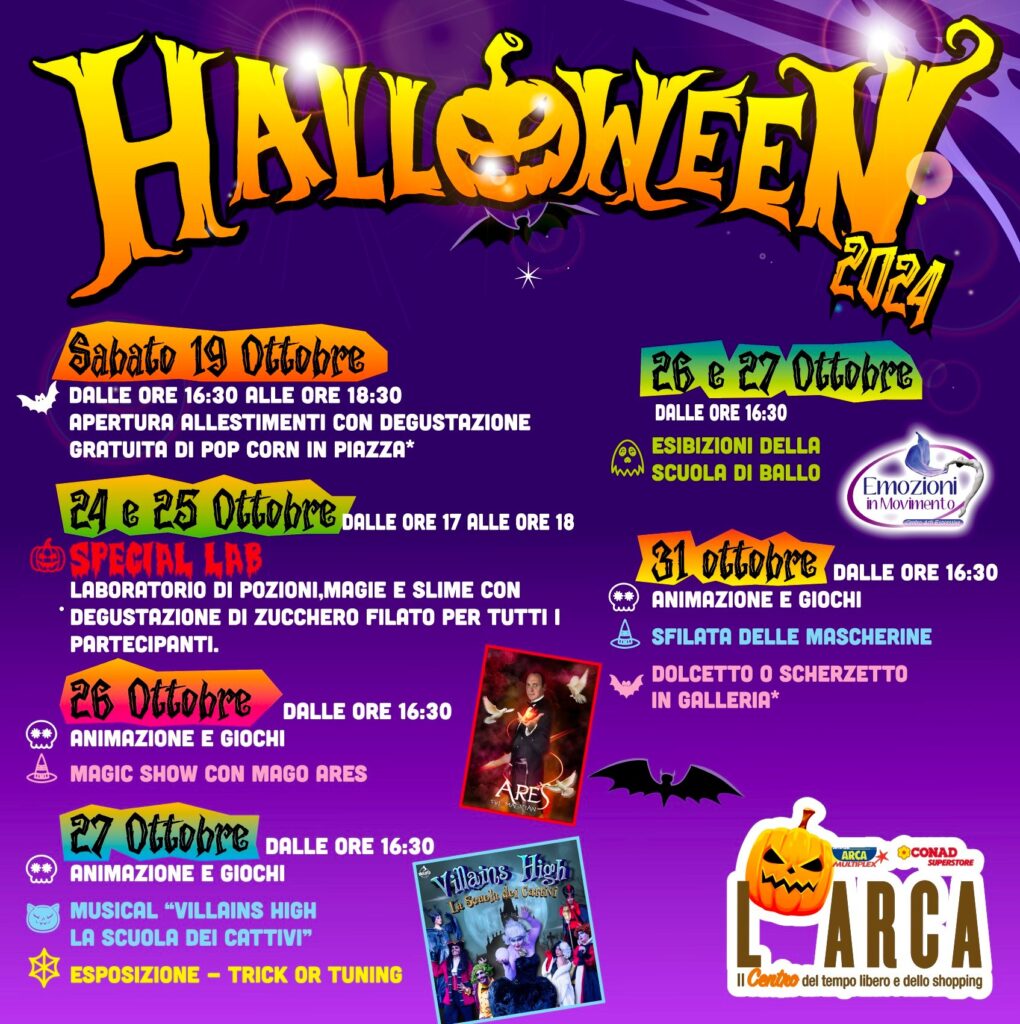 locandina halloween l'arca cento commerciale, pescara